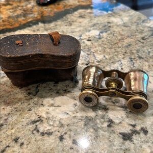 Vintage Mother-of-Pearl Opera Glasses in Cream and brass